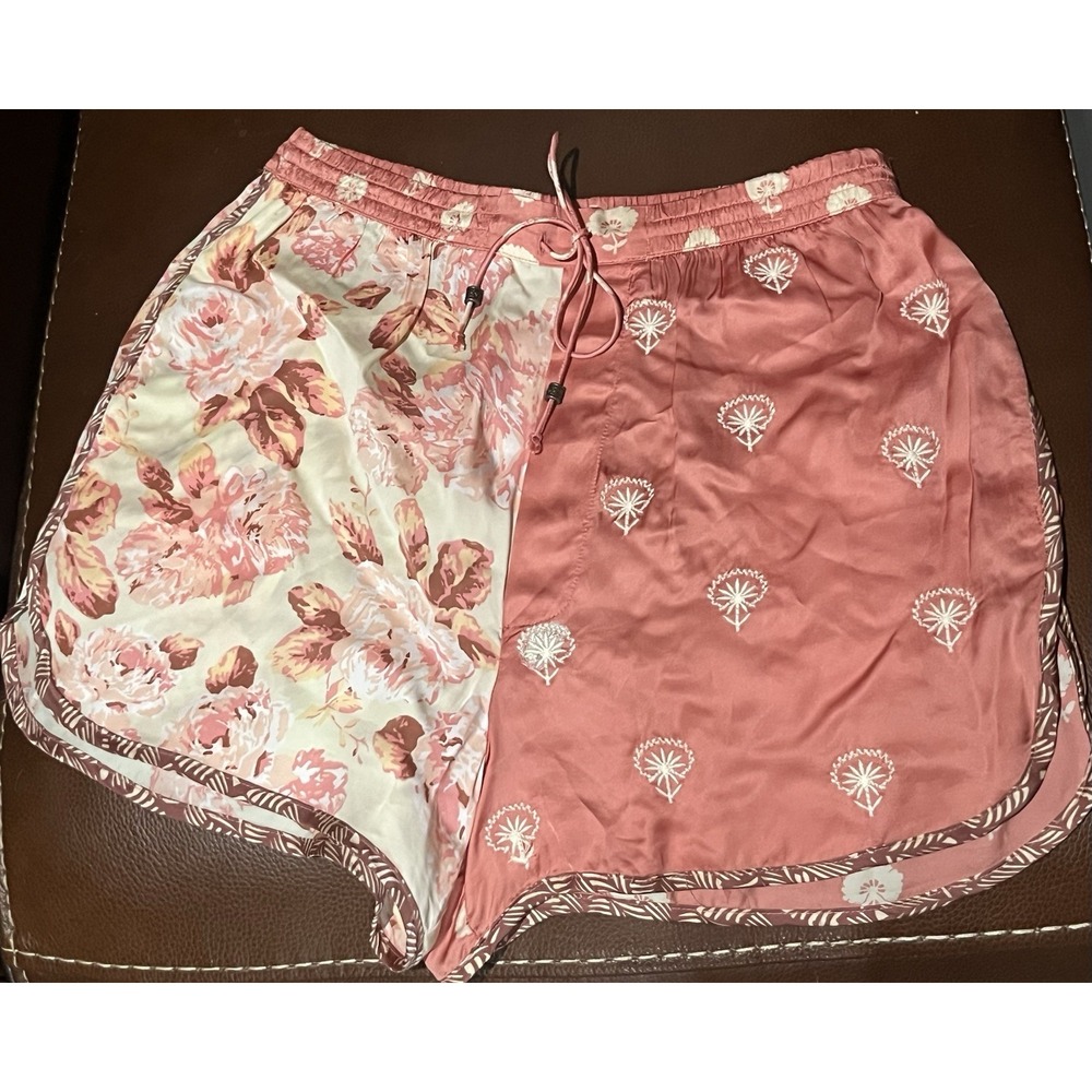 Zara Boho Boxer Style Bag Shorts Multicolor Patchwork Embroidery Drawstring Sm